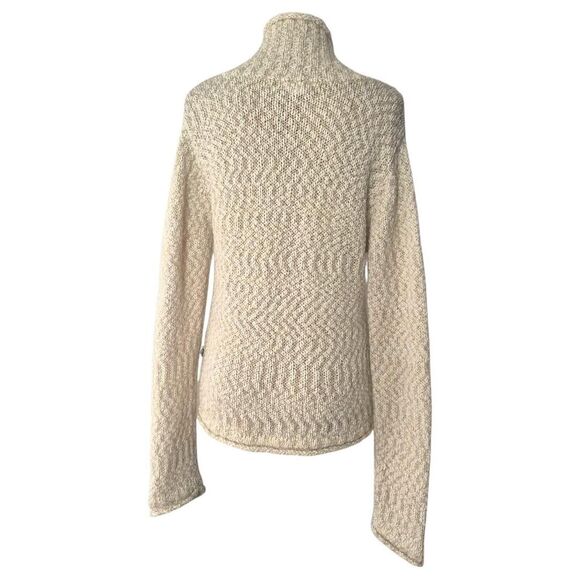 Shy Girl Cream and Tan Button Front Cardigan Knit Sweater Y2K Size XL - Picture 2 of 3